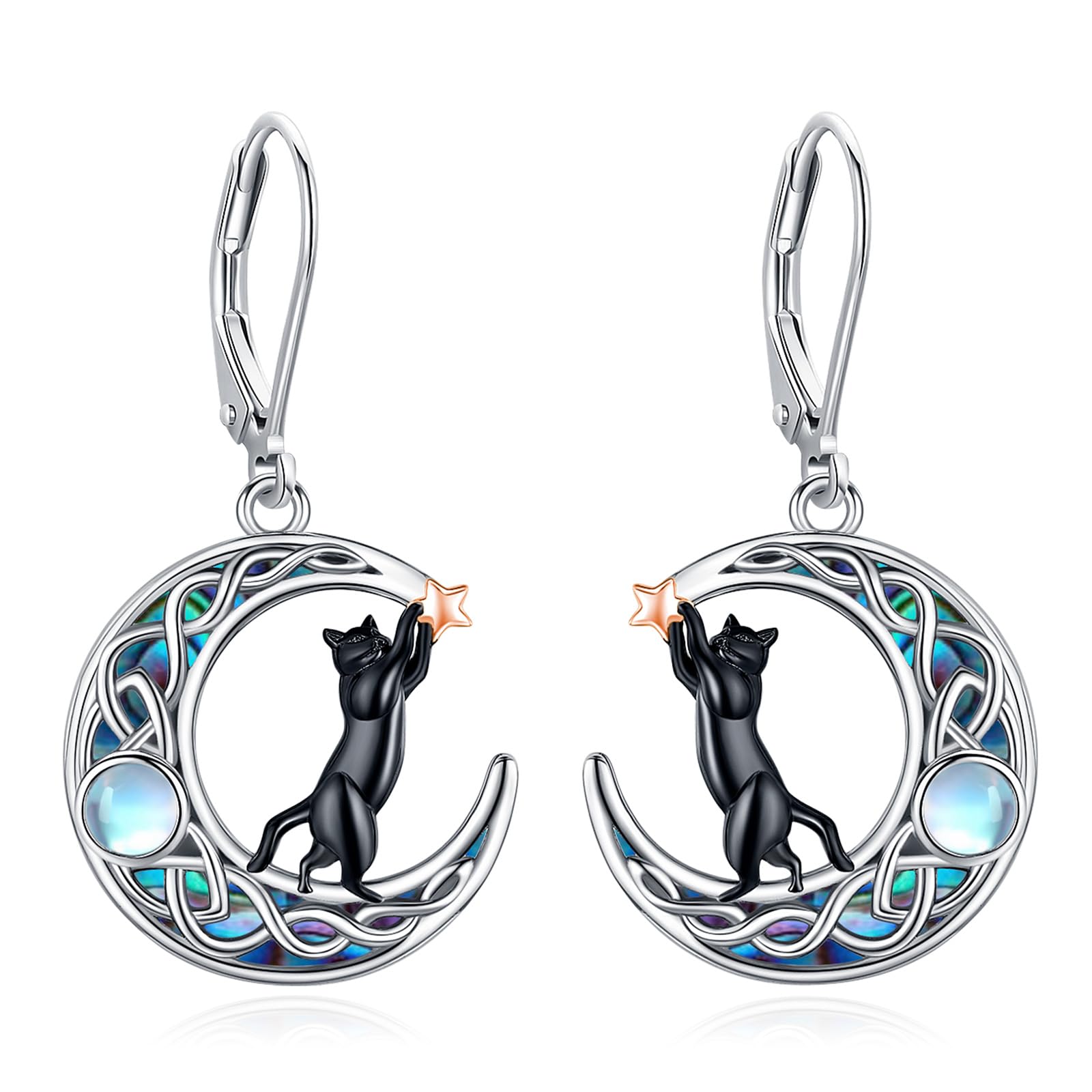 LOOVE Tree of Life/Cat/Turtle/Butterfly/Flower/Celtic/Turquoise/Moonstone Dangle Earrings for Women Sterling Silver Cute Animals Drop Earrings Jewelry