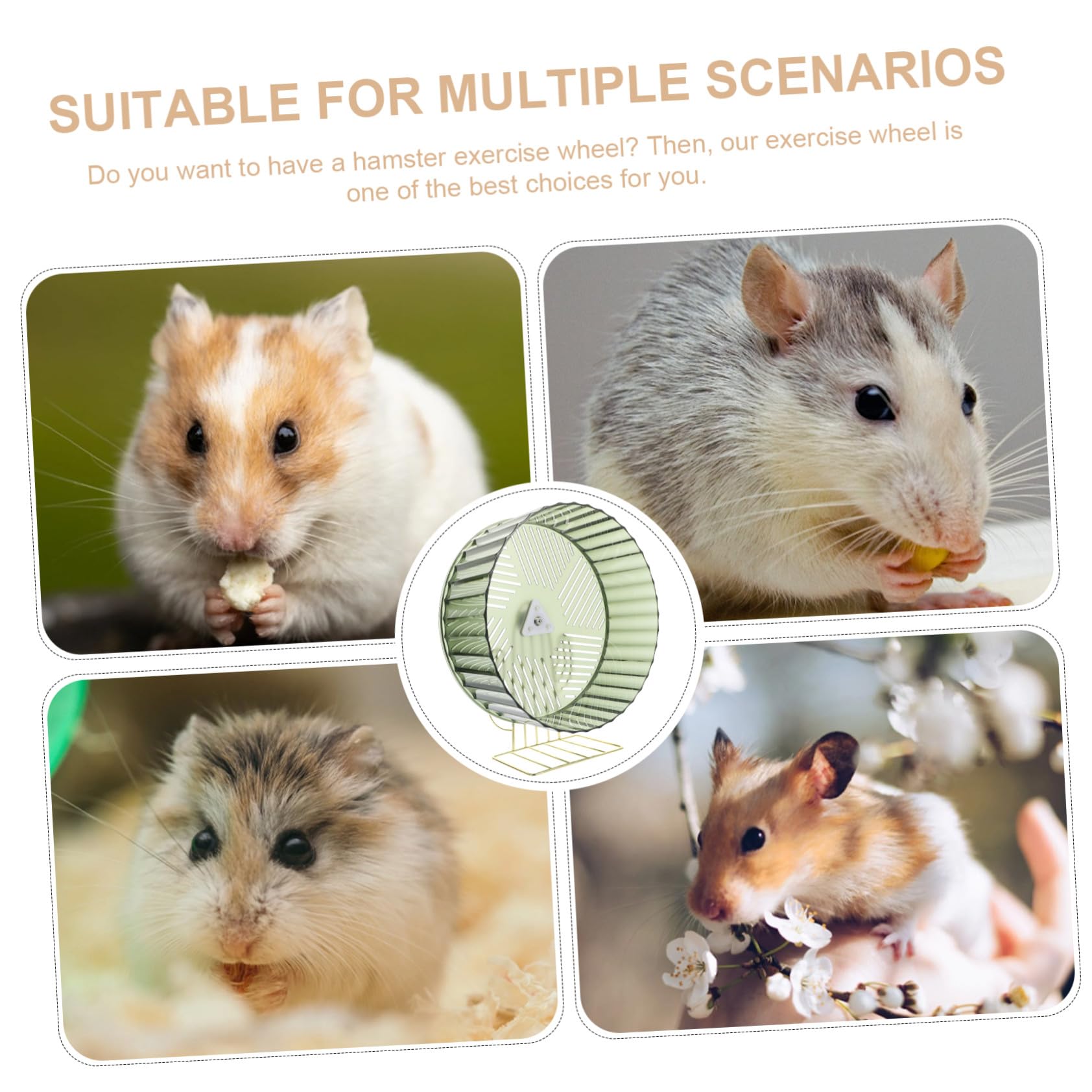 NUOBESTY Rueda para Hámster y Ratones Pequeños Soporte Dorado, Rueda Silenciosa para Ejercicio Diario y Alivio De Estrés En Mascotas Pequeñas