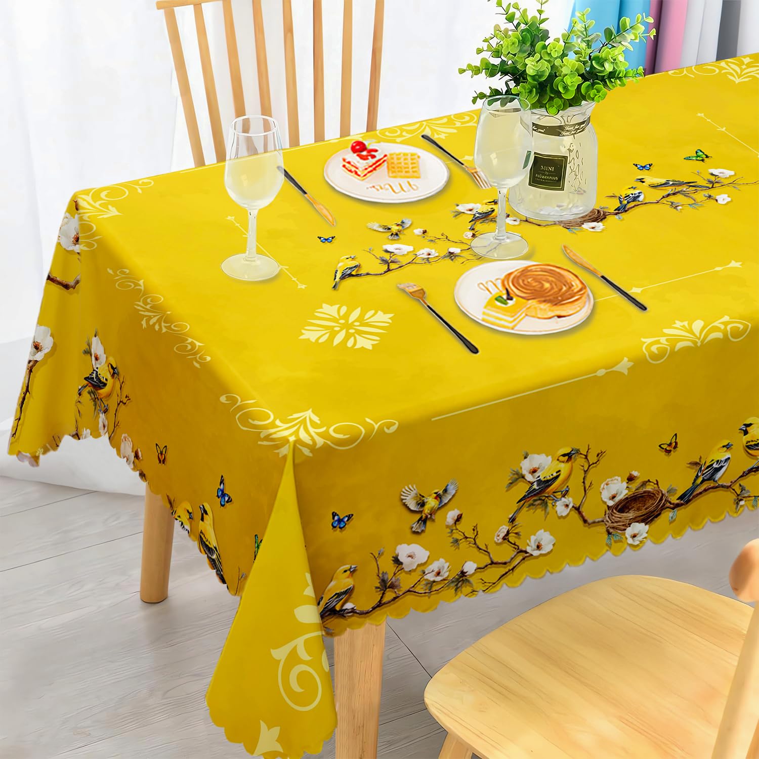 Nappe rectangulaire haut de gamme en polyester doré résistante aux taches pour décoration d'intérieur