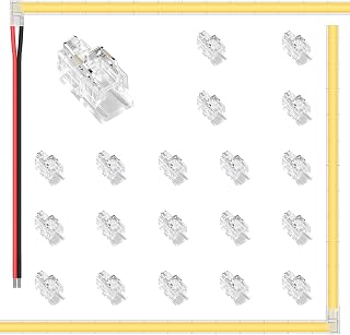 RGBZONE 20PCS 2-Pin 5mm L-Shaped COB LED Connectors, 2-in-1 Connector | Gapless, Solderless, Quick Connection, Compatible with 4/5mm Single Color SMD & COB Strips