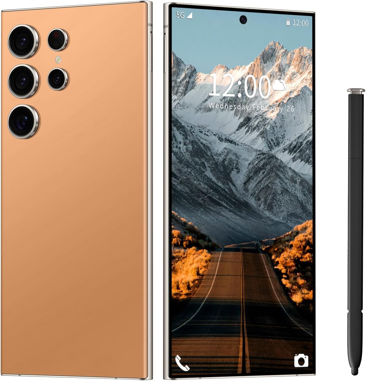Huness I23 Ultra Smartphone Unlocked Cell Phone,Built in Pen,Battery 6800mAh 6.8" HD Screen Unlocked Phone,Android 13 6+256GB with 128GB Memory Card, Face ID/Fingerprint Lock/GPS (Orange)