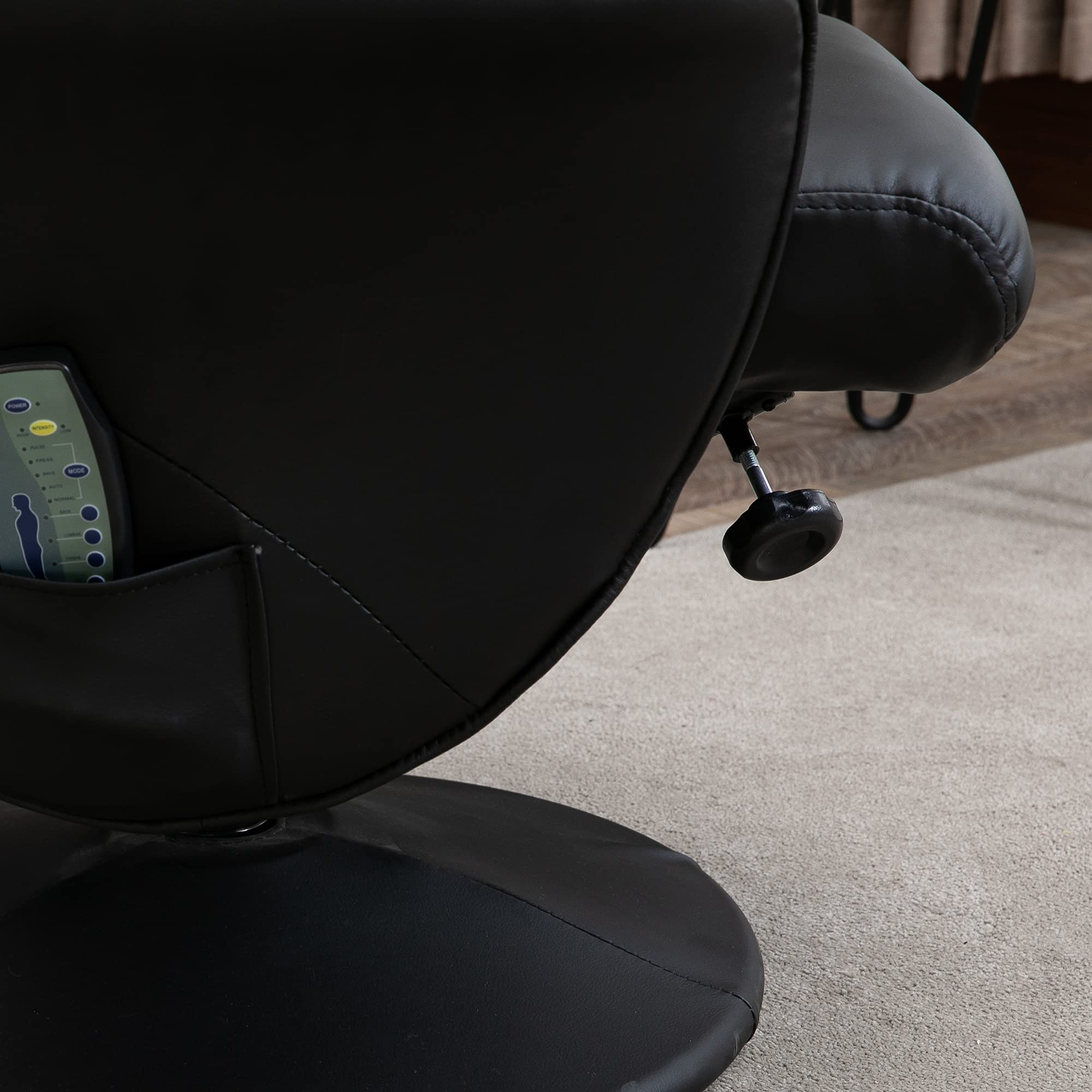 HOMCOM Relaxsessel mit Hocker, Massagefunktion,Fernbedienung, Schwarz | Fernsehsessel, Liegefunktion, 10 Massagepunkte, Massagesessel, Seitentasche, Drehbar TV-Sessel, Kunstleder