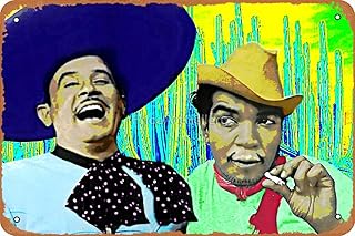 Pedro Infante y Cantinflas Cantando Mexican Movie Stars of Old Art Print Vintage 8" x 12" Metal Tin Sign Funny Man Cave Decor