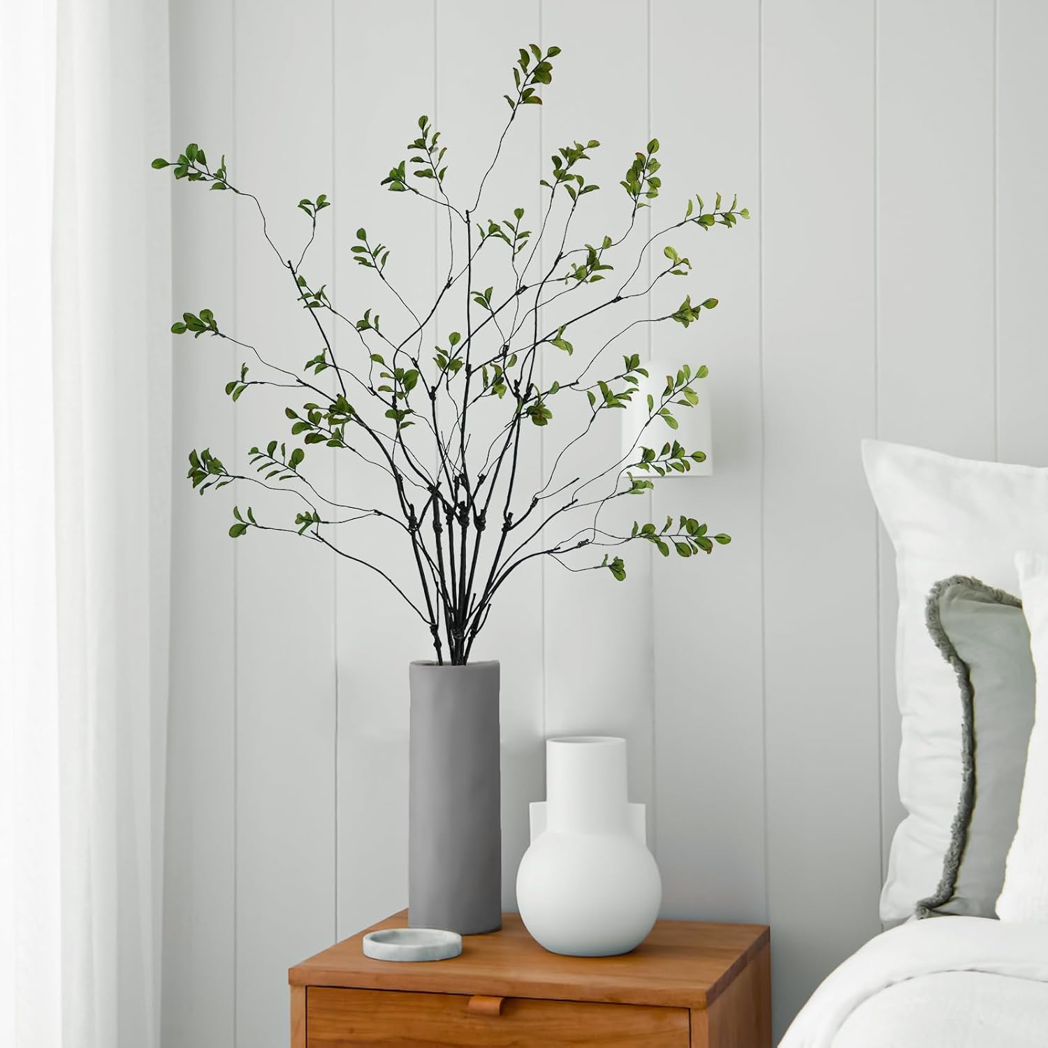 Krissing 6 Pcs Faux Greenery Stems, 37" Tall Fake Ficus Twig Stems Plants Artificial Greenery Stems Branches for Vase Indoor Office Desk Home Spring Table Decor