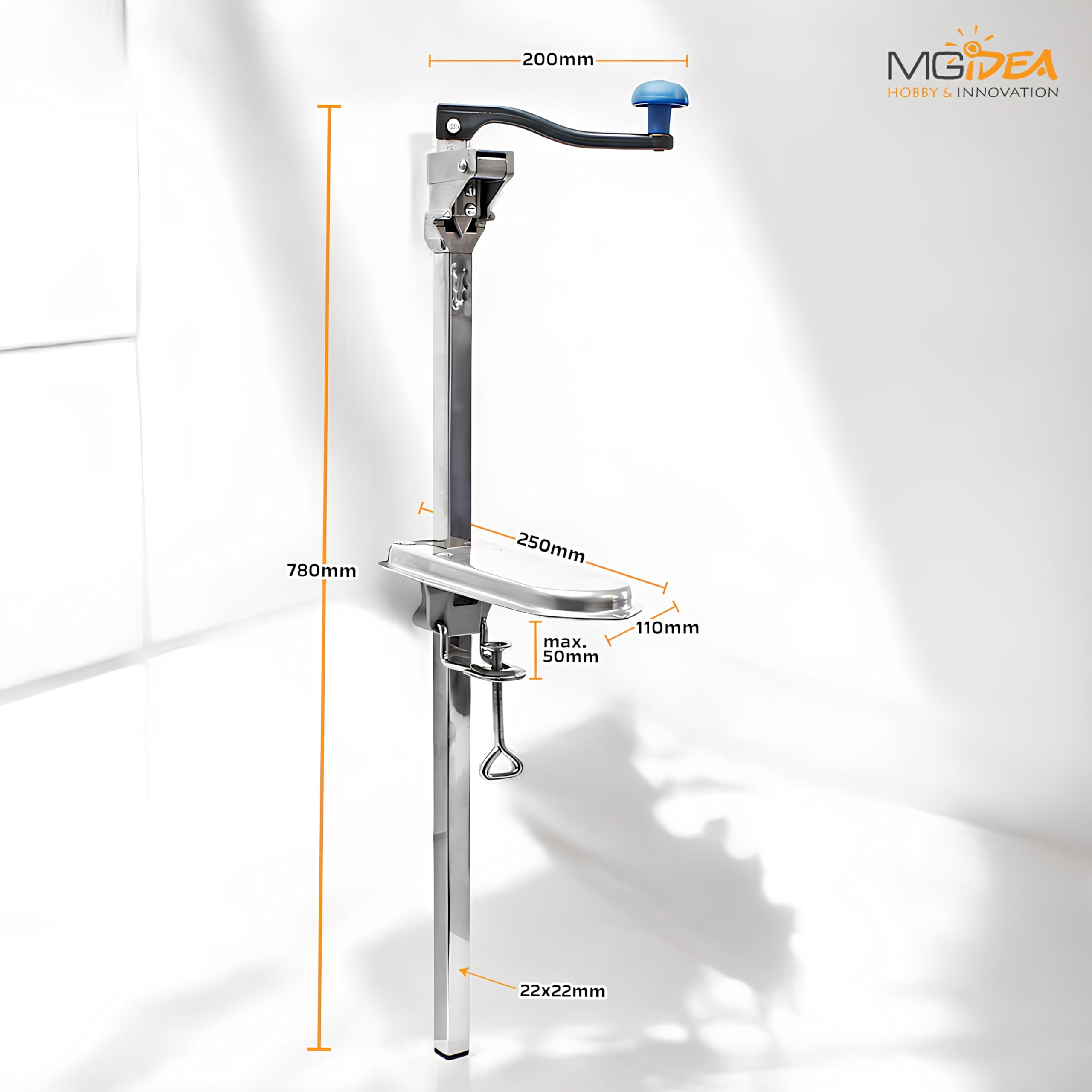 Apriscatole Professionale Lama Acciaio Altezza Regolabile 780mm Morsa da Tavolo