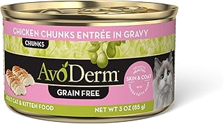 Avoderm Natural Grain Free Wet Cat Food, Chicken Chunks EntrÃ©e In Gravy, 3 Oz Cans, Case Of 24