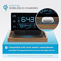 Vista 6 de AcuRite Weather Valet with Qi-Certified Wireless Charging Pad, Auto-Dimming LCD Screen, Alarm Clock, Hyperlocal Forecast, Outdoor Temperature and