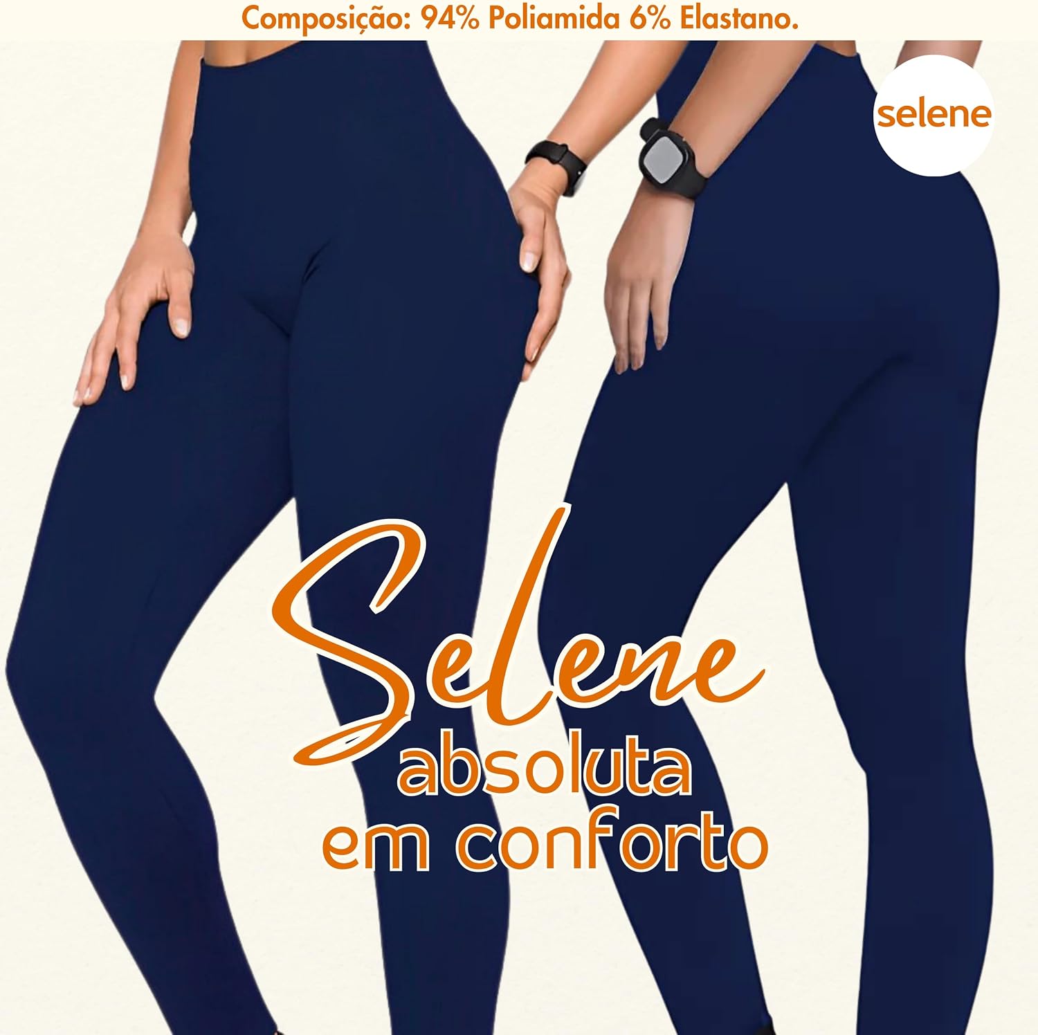 Calça Legging Academia Zero Transparências Sem Costura Cós Alto Microfibra Feminina Selene