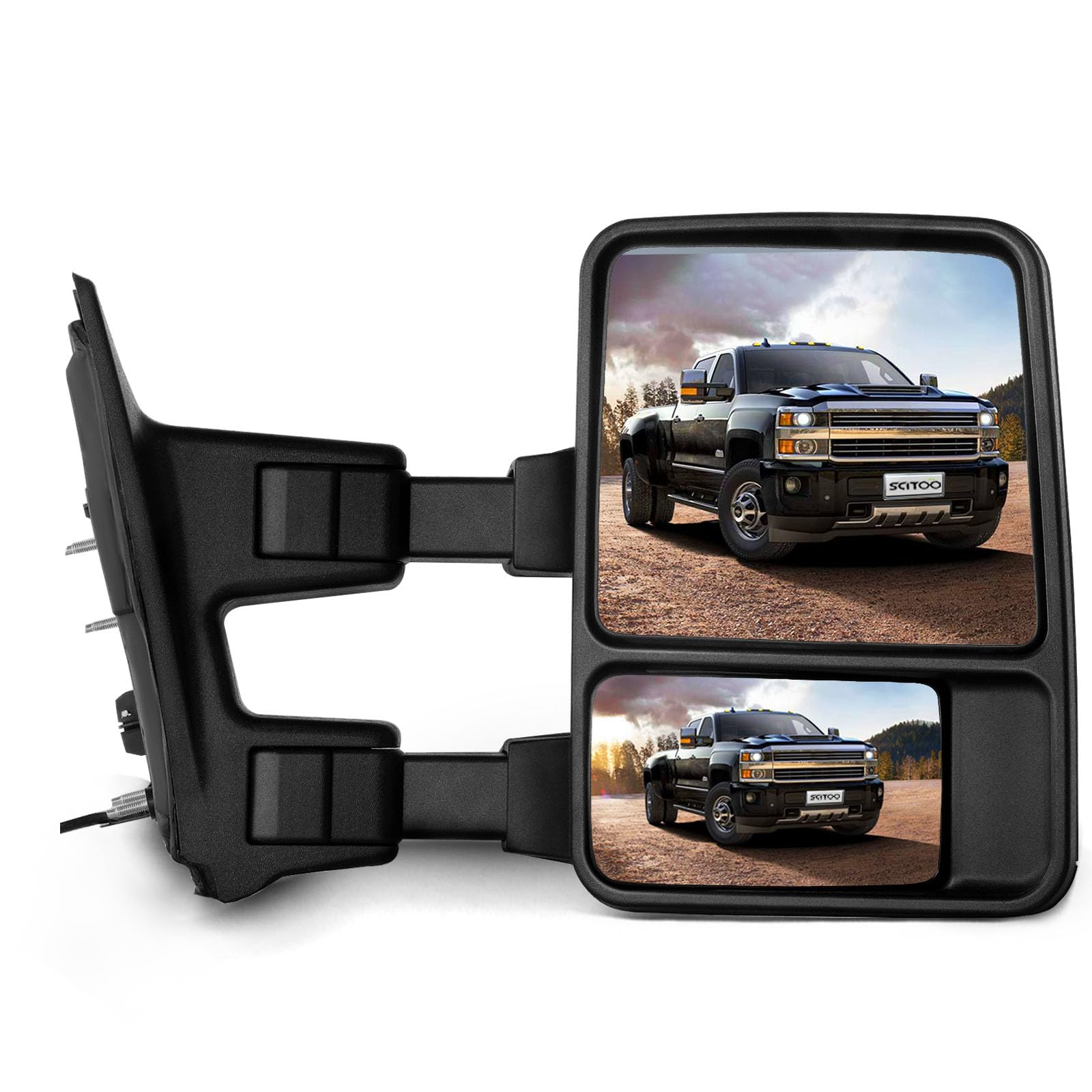 SCITOOPassenger Right Side Mirrors fit 2008-2016 For Ford For F-250 For F-350 For F-450 For F-550 Super Duty No Heated Turn Signal Manual Telescoping and Folding