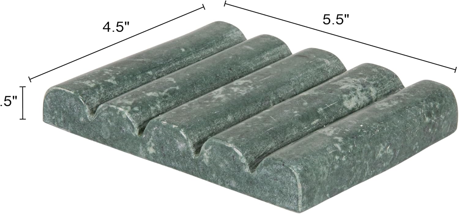 Creative Co-Op Hand-Carved Marble Soap Dish, Green