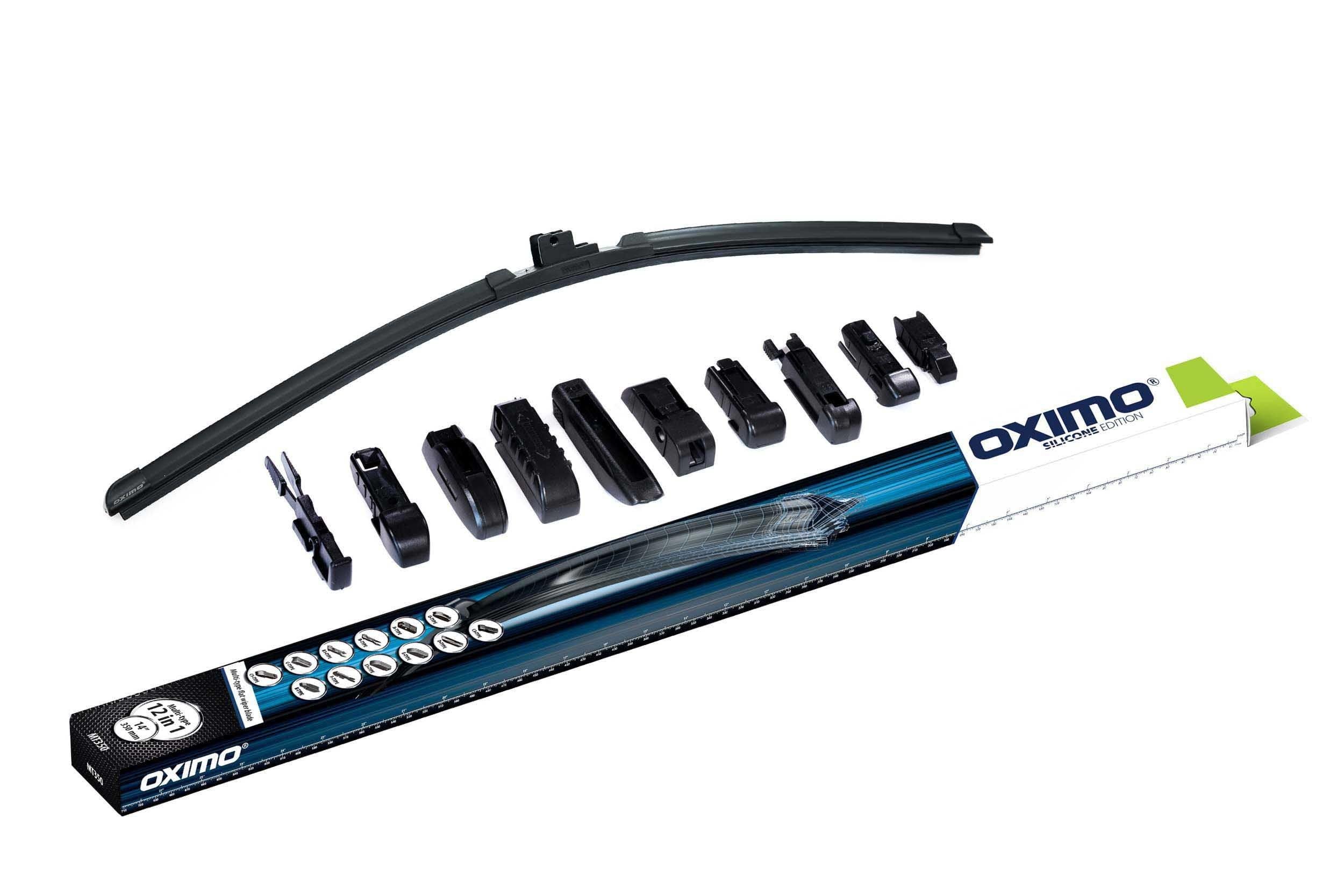 OXIMO Windscreen Wiper Car - Wiper Blades 350 mm - Car Windscreen Wiper - Car Accessories - Interchangeable Mounts for 12 Types - Adapts to Curved Windshield