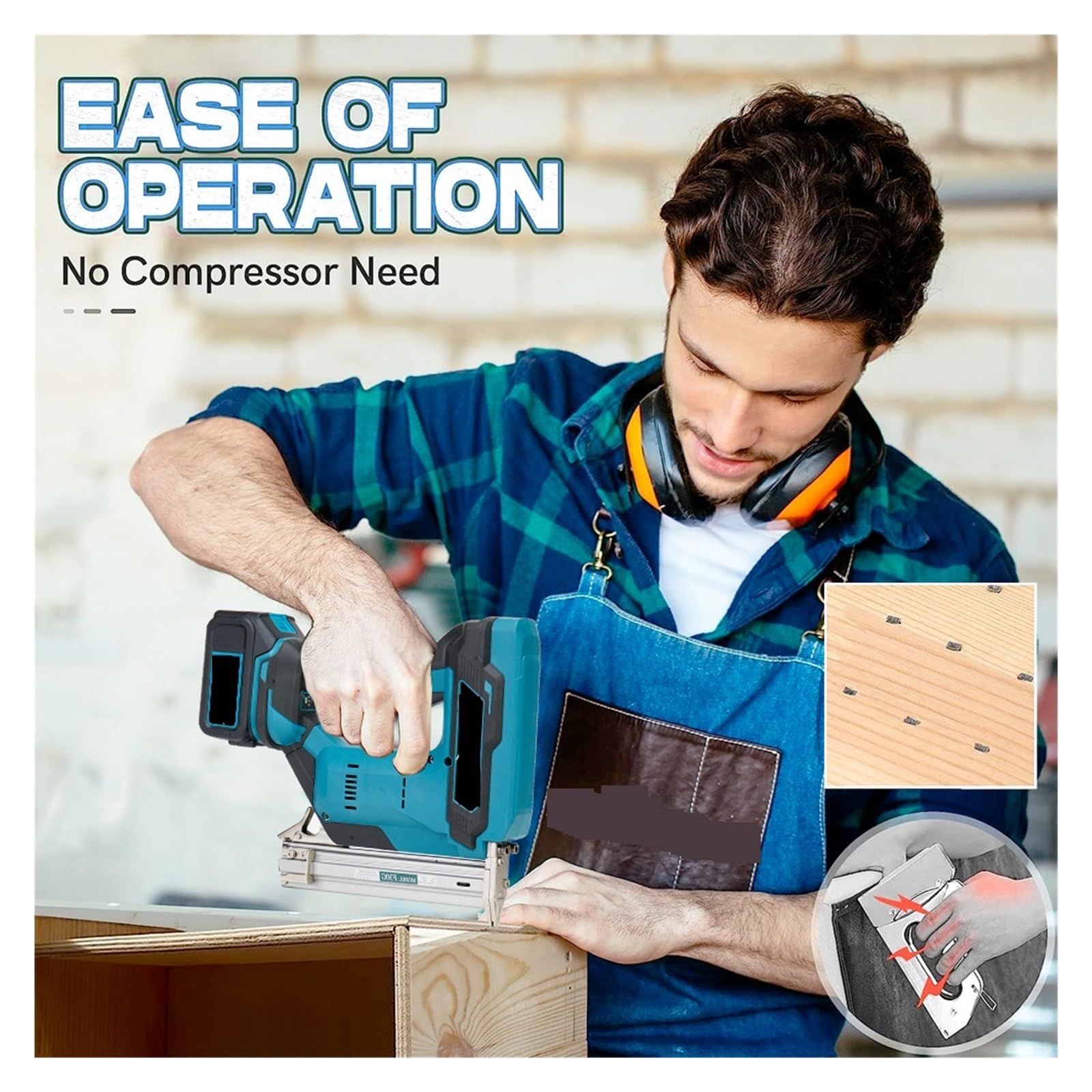 Chiodatrice Senza Fili Senza Fili Cordless F30 Pistola Sparachiodi Elettrica Cucitrice Chiodatrice Lavorazione Del Legno Batteria Al Litio + 1 Set Di Chiodi For Batteria 18V(No Battery)