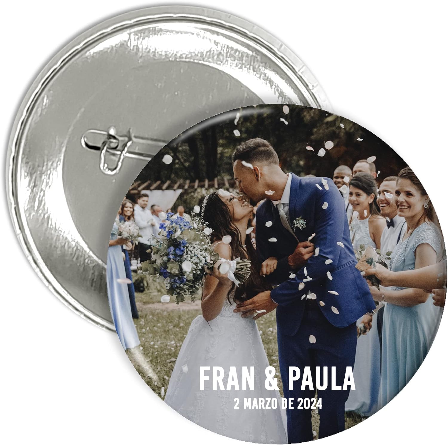 Chapas personalizadas. Chapas Despedida. Foto Personalizada. Chapas para Boda y Despedida de Soltera/Soltero. Descuento por cantidad desde 5 a 1000 unidades. 59mm.