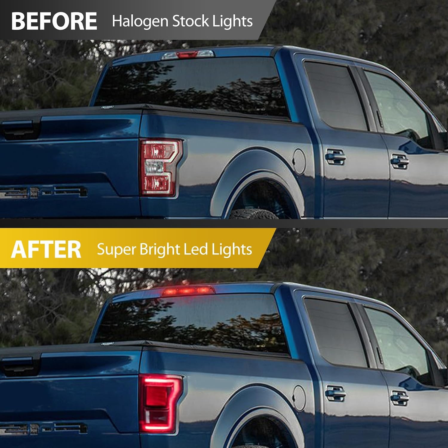 FIERYRED Third Brake Light Reverse Light Smoked Tail High Mount Lights Compatible with Ford 2015-2026 F-150, 2017-up F-250 F-350, 2019-up Ranger, 2022-up Maverick