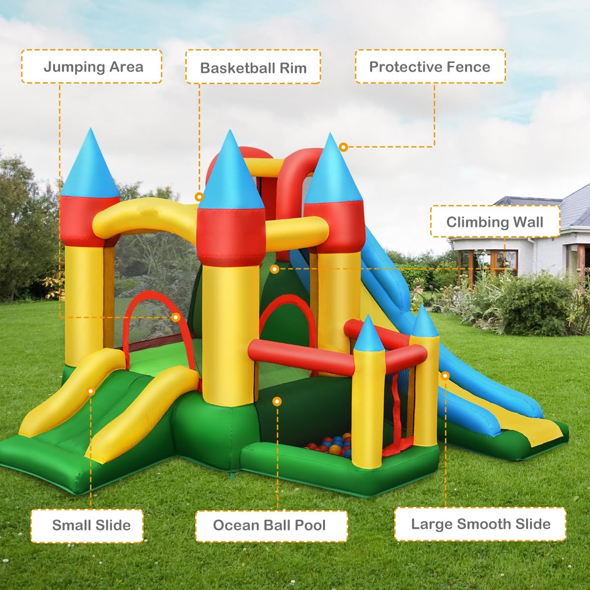 LIFEZEAL Château Gonflable 4 En 1 Avec Toboggan, Piscine & 30 Balles - 365x200x190 Cm, Pour Enfants 3-5 Ans, Intérieur/Extérieur + Souffleur Recommandé LIFEZEAL Château Gonflable 4 En 1 Avec Toboggan, Piscine & 30 Balles - 365x200x190 Cm, Pour Enfants 3-5 Ans, Intérieur/Extérieur + Souffleur Recommandé
