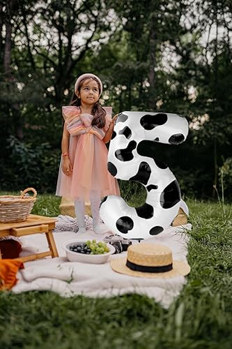Miniatura 5 de Globos de cumpleaños con estampado de vaca, globos de números de 40 pulgadas 0-9 (Cero-Nueve), globo de vaca para suministros de fiesta de