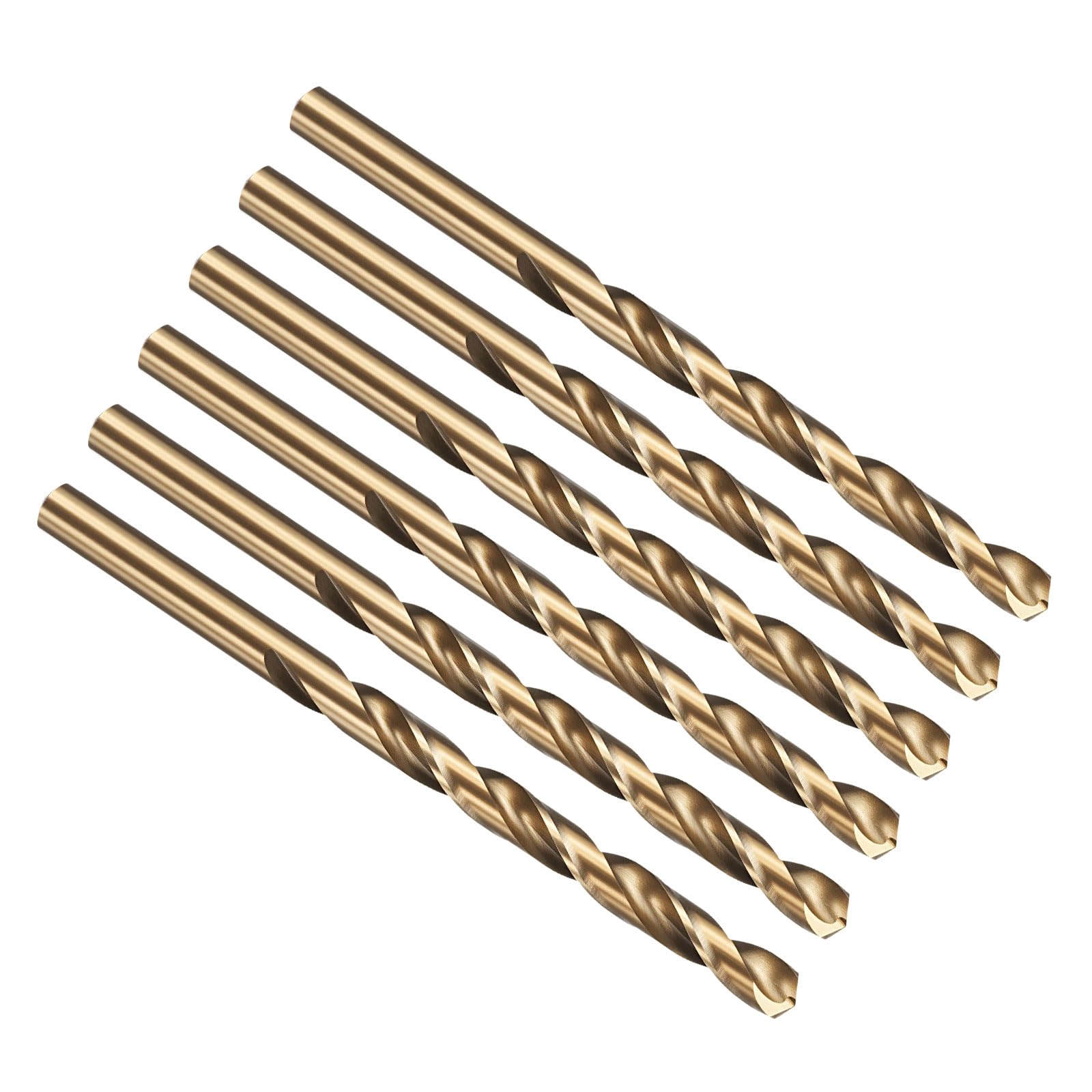 PATIKIL C Drill Bit, Jobber Straight Shank M35 Cobalt 5% High-Speed Steel 135° Gold Finish for Stainless Steel Hard Metal - 6 Pack — image 1