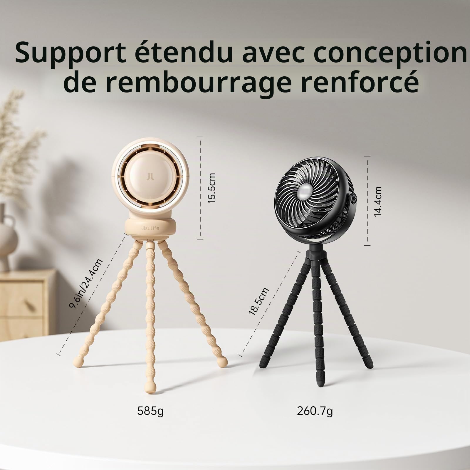 JISULIFE Ventilateur de poussette portable pour bébé, petit ventilateur à piles, ventilateur pour siège de voiture avec technologie de purification et d'amélioration de l'air, sans pales, ventilateur