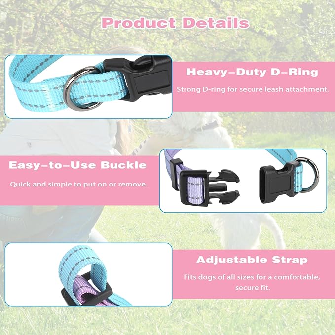 Collar Reflectante para Perro Ajustable Nailon Suave XS miniatura 3