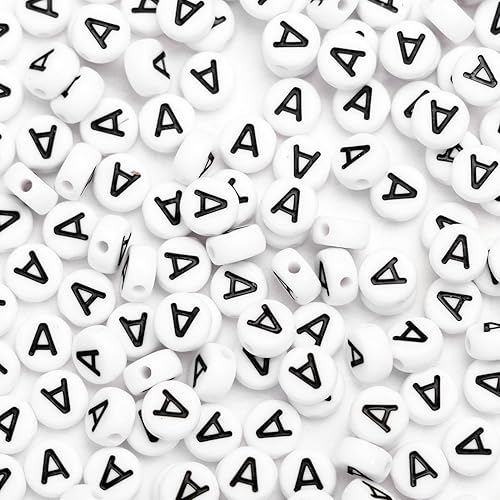 Miniatura 4 de 500 cuentas acrílicas de letras de 0.236 x 0.157 pulgadas, cuentas del alfabeto para hacer joyas, vocales de letra A, cuentas para hacer pulseras,