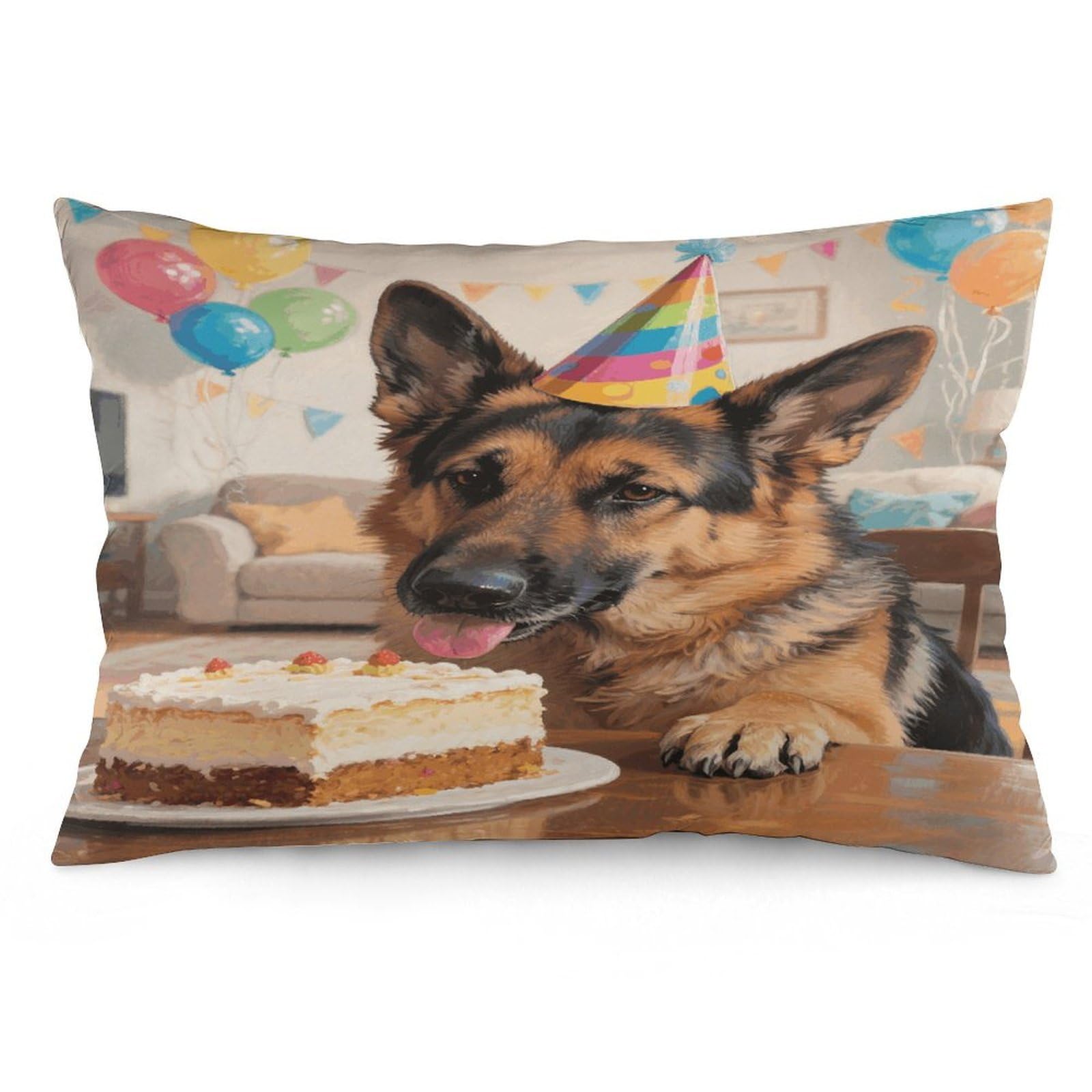 Funny German Shepherd Throw Pillow Cover Soft Pillow Case Decorative Lumbar Pillow Cover Cozy Throw Pillowcase Polyester Rectangular Cushion Case Decor for Couch Sofa Bed
