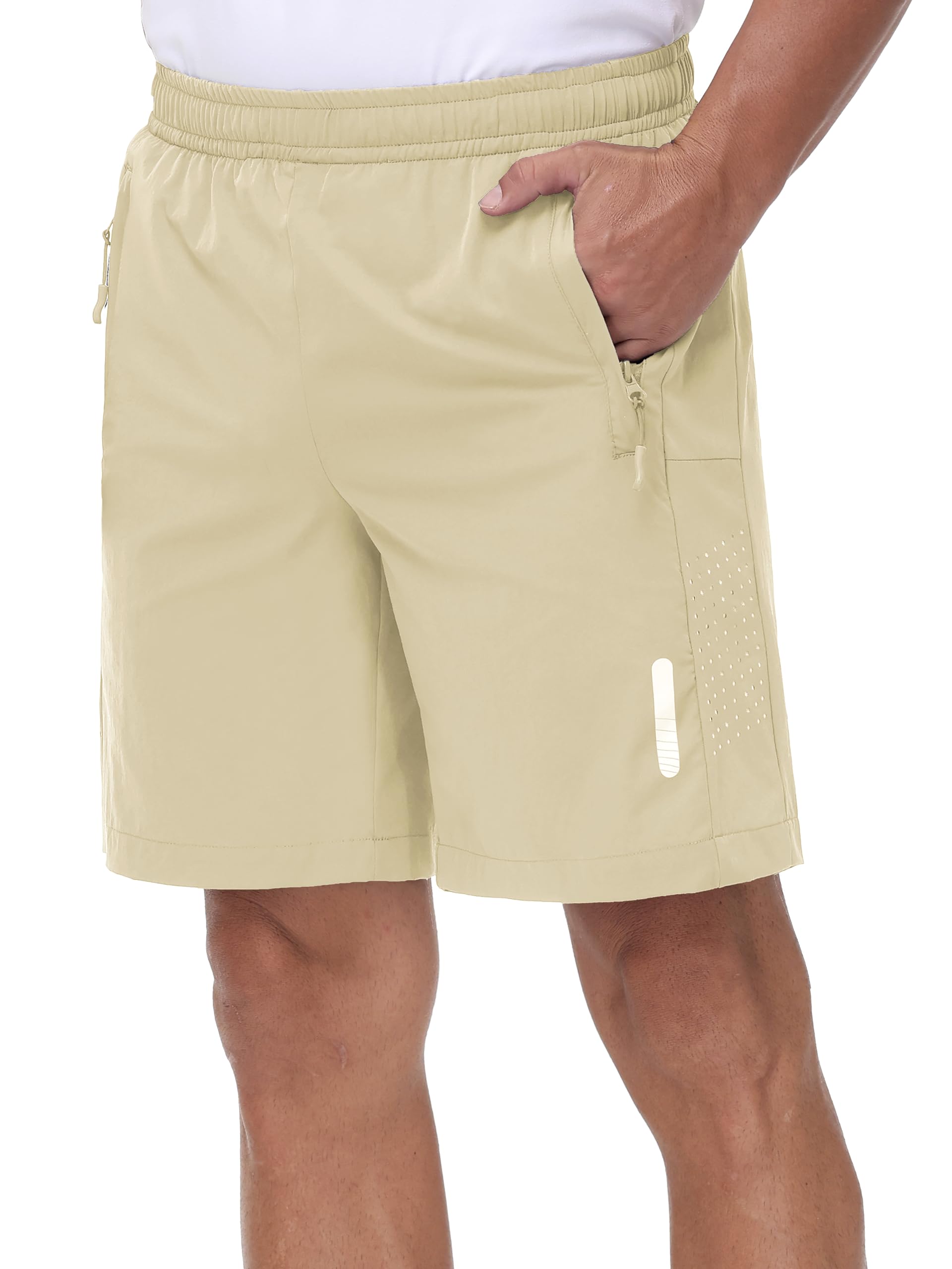 Rvinroo Sport Shorts Herren Schnelltrocknende Training Herren Gym Bodybuilding lässige Shorts Basketball Atmungsaktive Laufshorts mit Reißverschlusstasche