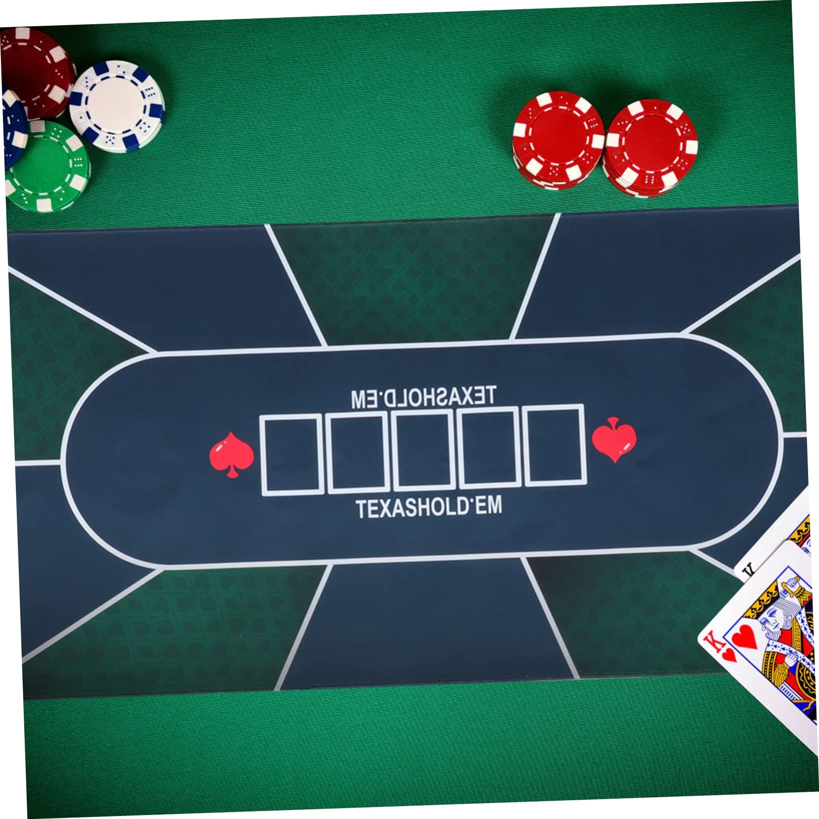 Tappeto da Gioco Carte Poker Rettangolare in Gomma | Copertura Tavolo per Carte, Motivo Stampato Classico, Effetto Antiscivolo e Fonoassorbente