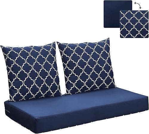 ANONER Juego de cojines de 24 x 48 pulgadas, para interiores y exteriores, para todo tipo de clima, cojines de repuesto para sillas de banco para