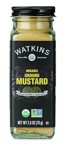 Watkins Gourmet - Tarro de especias orgánicas, mostaza molida, 2.6 onzas