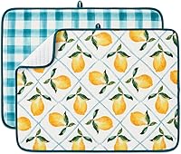 Vista 9 de Paquete de 2 tapetes de secado de platos para encimera de cocina, absorbentes, tapetes escurridor de platos de microfibra, almohadilla de secado