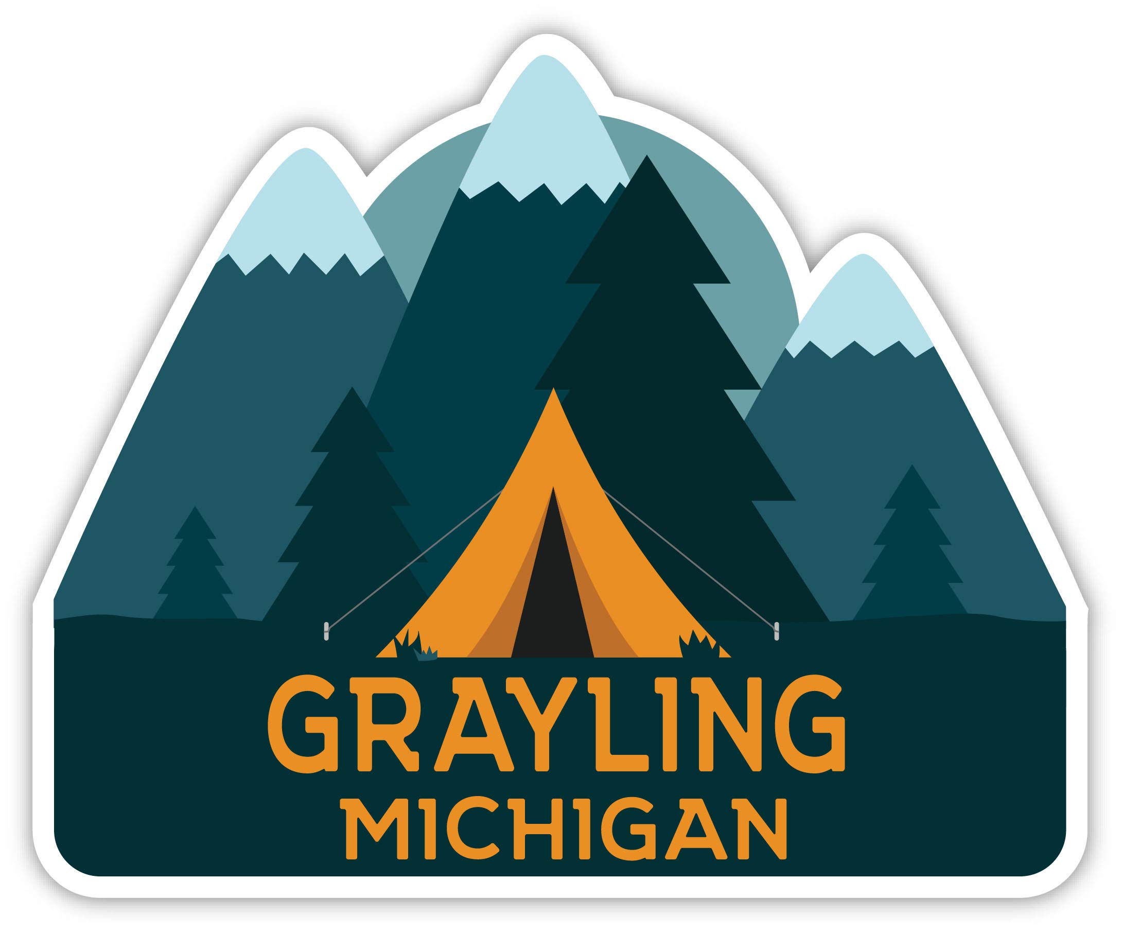 Grayling Michigan Souvenir 2-Inch Vinyl Decal Sticker Camping Tent Design
