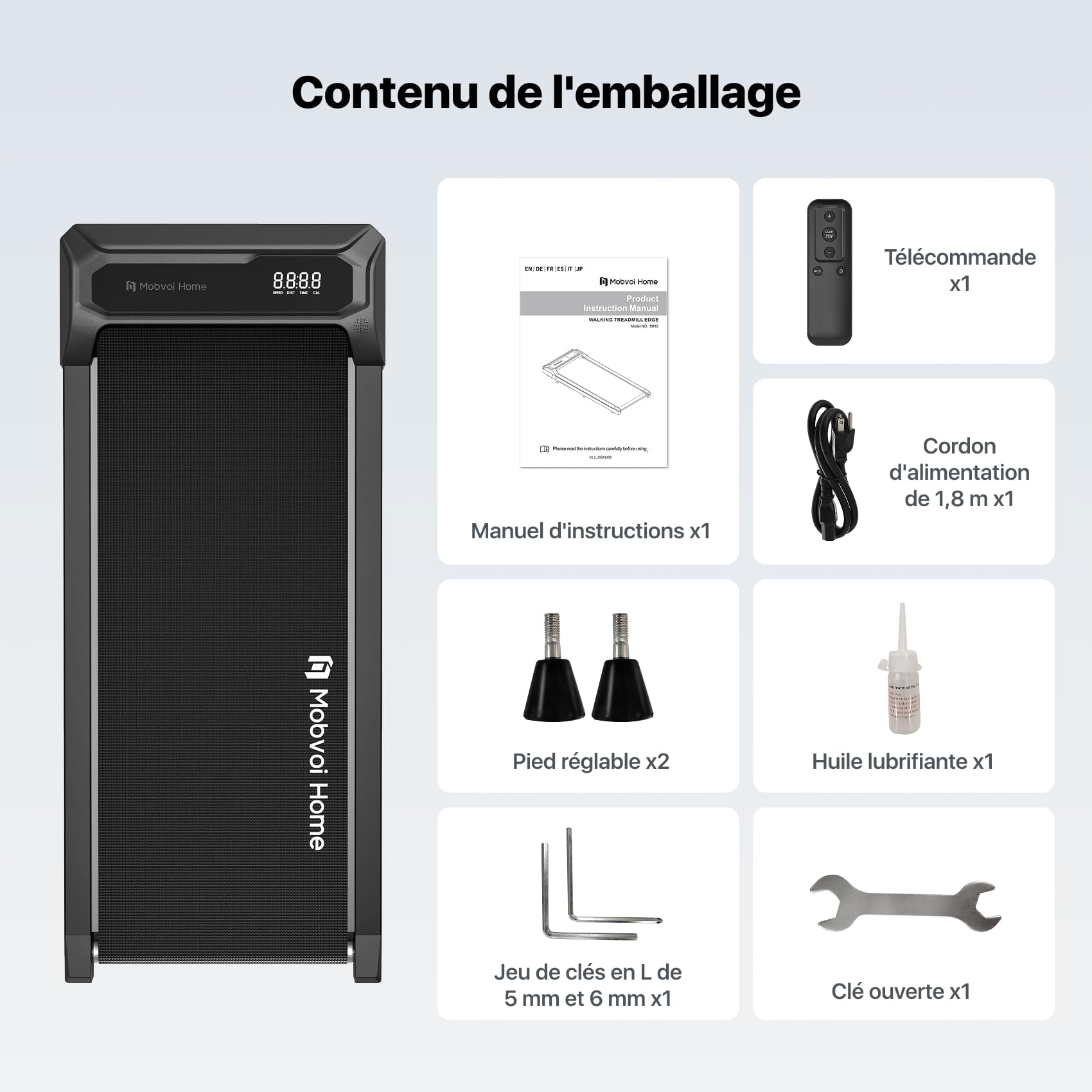 Mobvoi Tapis De Course Smart AI avec App TicSports - Portable Maison/Bureau - Vitesse 6km/h - LED + Télécommande - Marche/Jogging/Course
