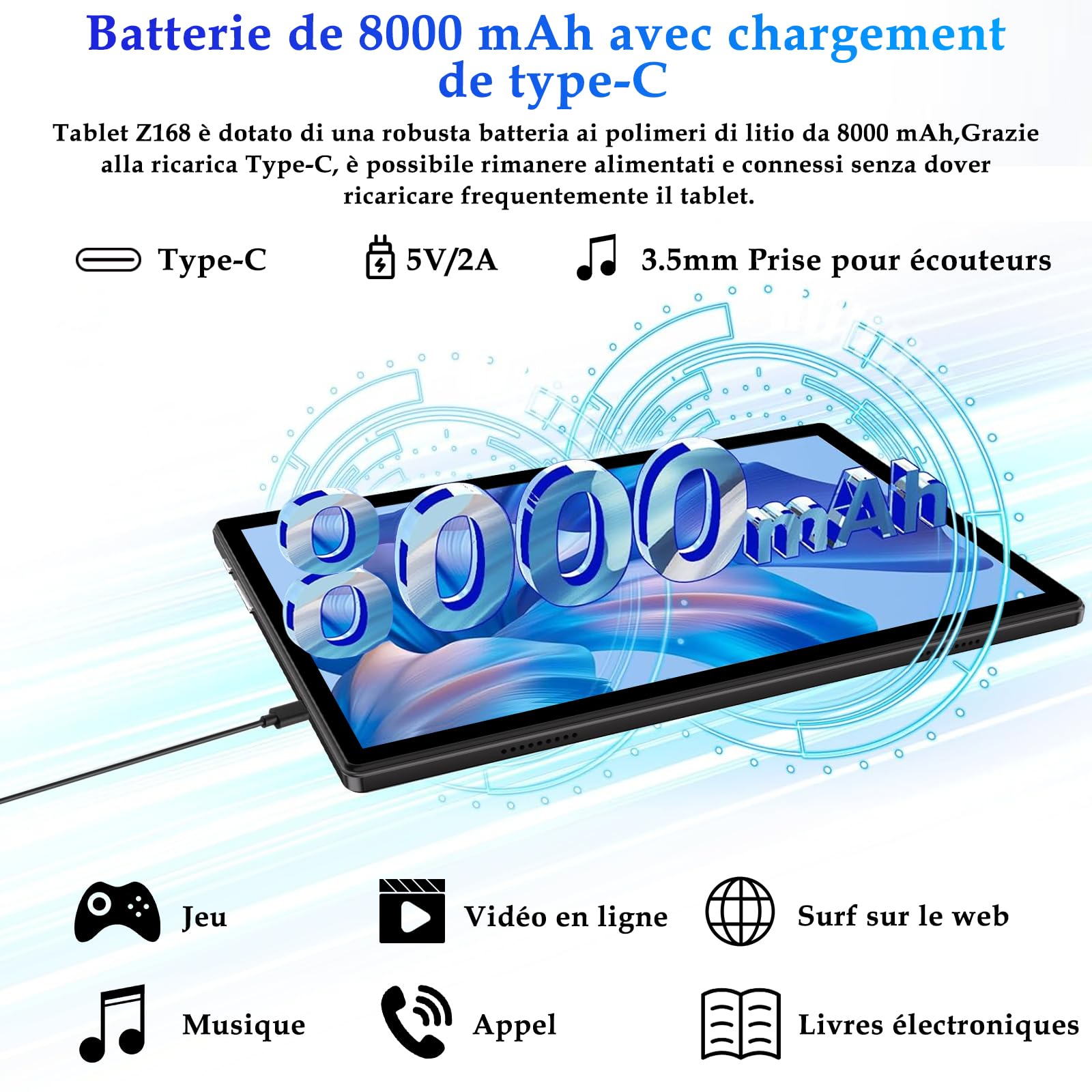 ZIOVO Tablette Android 14 Tablette 10 Pouces,22GoRAM+128Go ROM (1To TF),Widevine L1|8000mAh| Octa-Core|2.0GHz| 5G WiFi| BT 5.0| 5+8MP, Tablette Tactile avec Clavier et Souris-Noir
