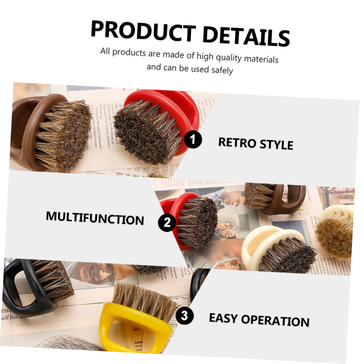 Beaupretty 8pièces Brosse à Barbe Plastique Avec Poignée Brosse à Cheveux Frisés Et Peigne Aléatoires