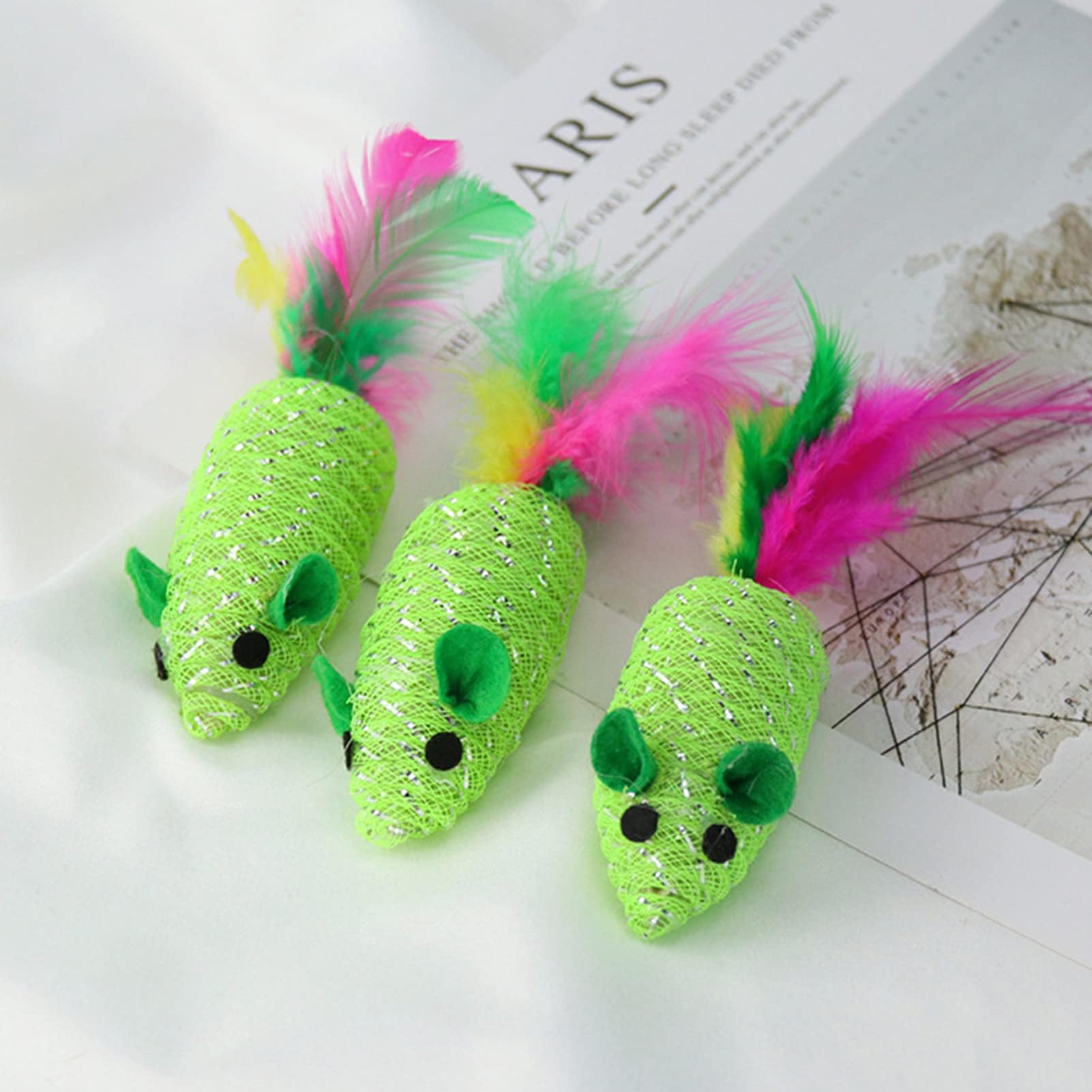 11PCS Chat Souris Jouets, Multi-usages Couineur Hochet Chat Jouets Souris Interactive Chat Jouet Souris Pour Chats D'intérieur Vert