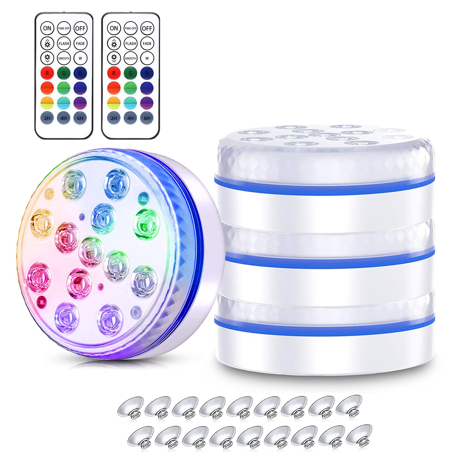 ZOLELE Swimming Pool Lights,Submersible Led Pool Light, Waterproof Bathtub Light with 16 Colors for Fish Tank,Vase, Pool, Fountain, Party (4 Pack)