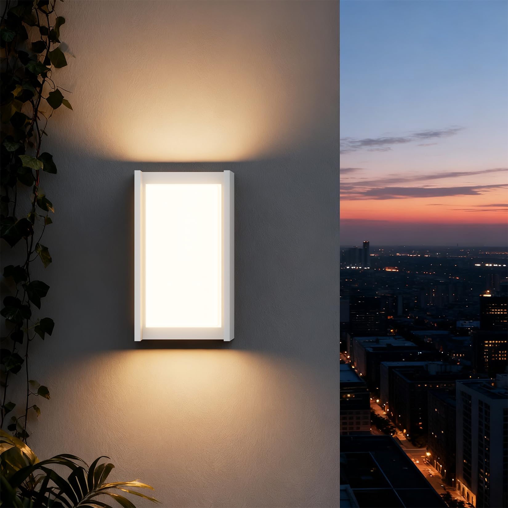 Klighten Lampada da parete per esterni LED 3000K 24W, lampada da parete per esterni impermeabile IP65, Applique adatta per uso interno, patio e giardino, Bianco