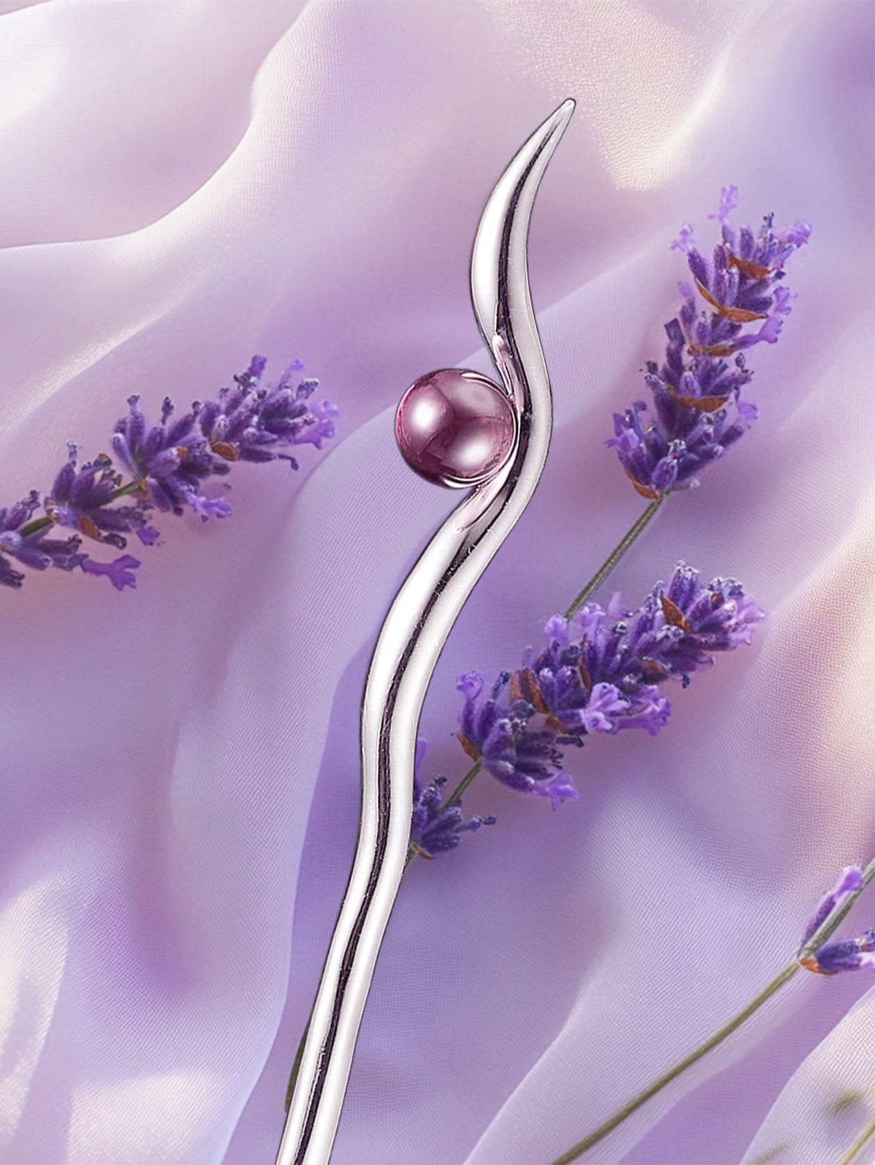 HangErFeng Fermaglio per capelli ondulato semplice da donna argento 835