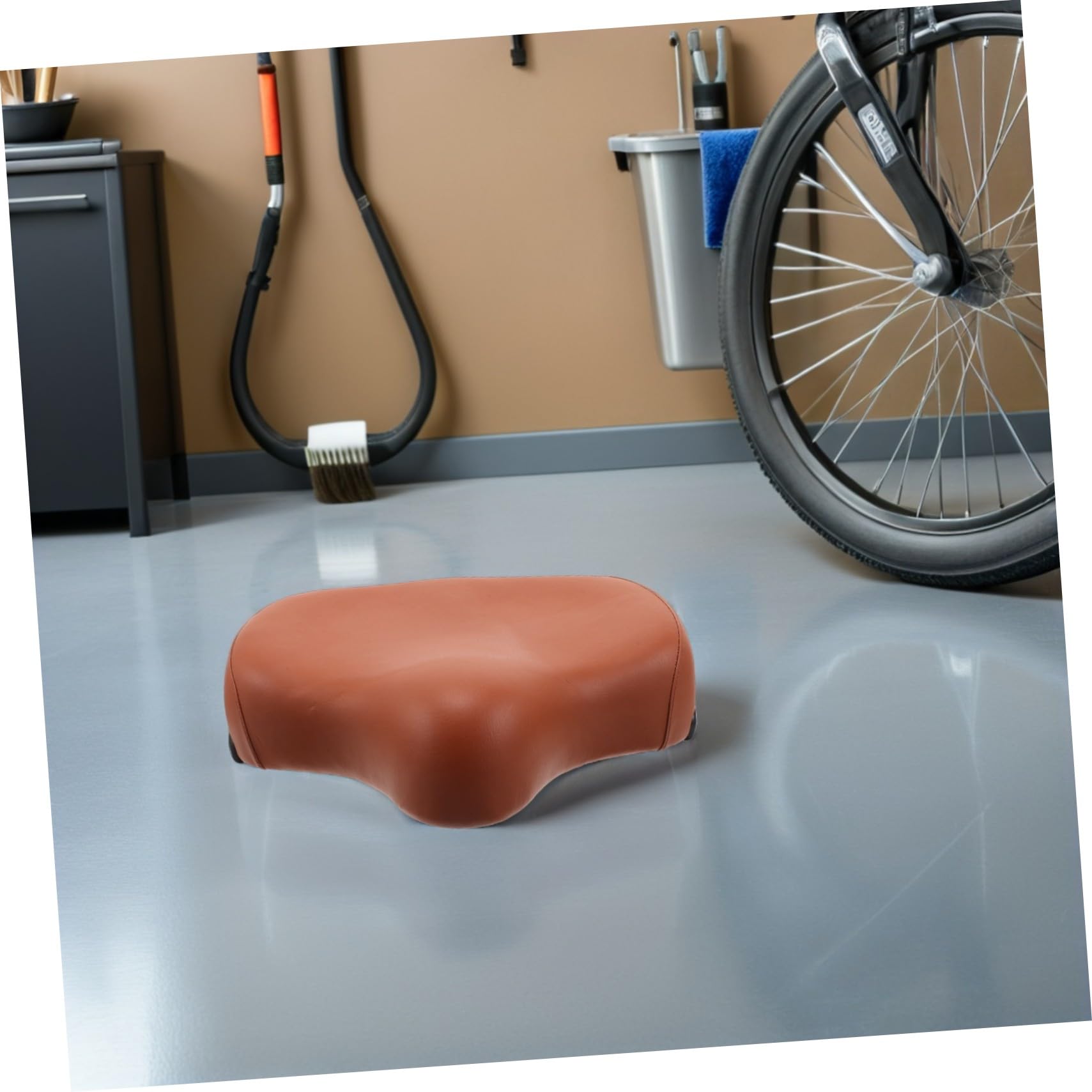 Mikinona Sella per Cyclette Marrone in Pu con Imbottitura in Spugna | Ricambio per Bici Fitness Indoor, Struttura Robusta, Accessorio per Allenamento Domestico
