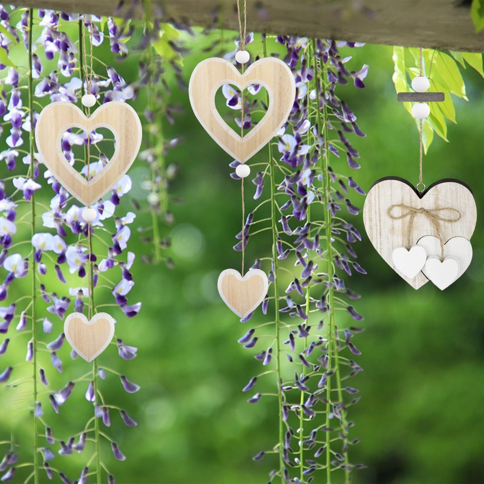 3 Pezzi Decorazioni da Finestra in Legno da Appendere Decorazioni a Forma di Cuore da Appendere Finestra a Ideali per Essere Appese a Pareti Porte Finestre e Balconi