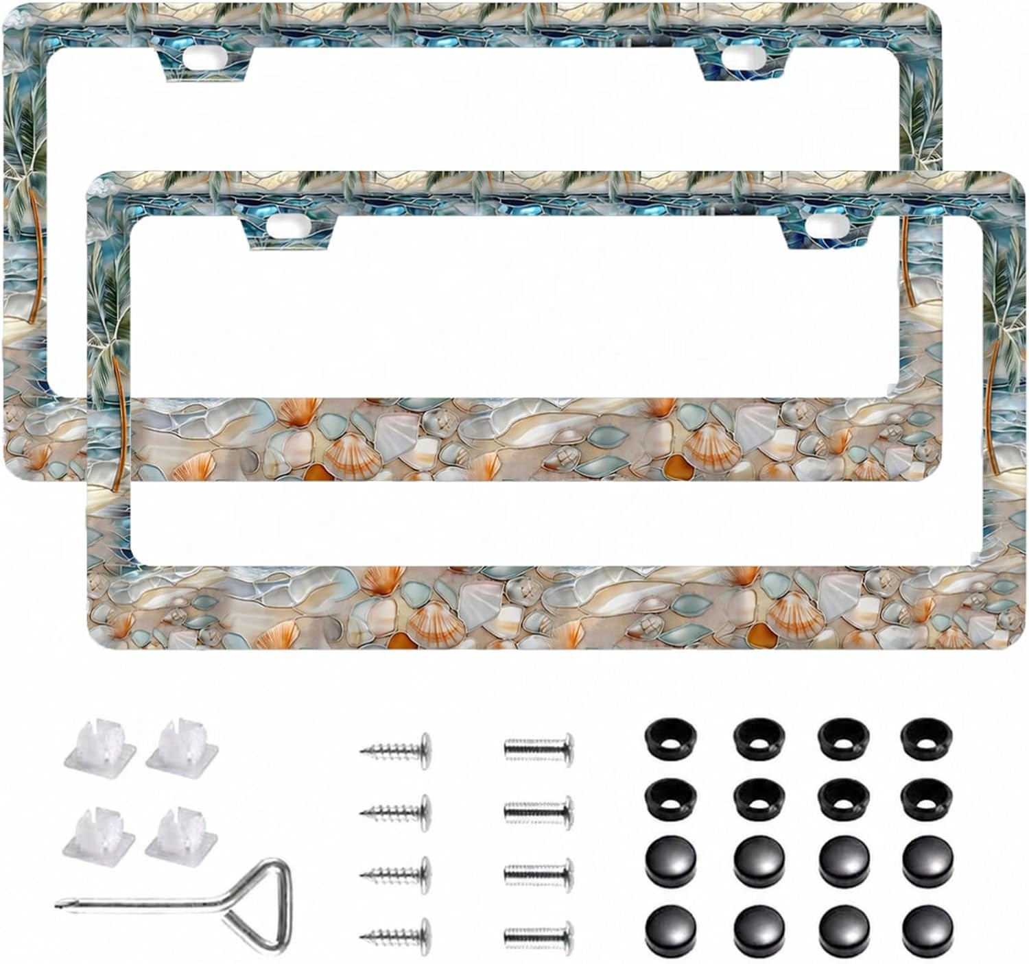 2Packs Glass Peacock Feathers License Plate Frame with Screws for Women Men Aluminum Alloy fit Standard US 12x6 Inch Rust-Proof Waterproof image 5