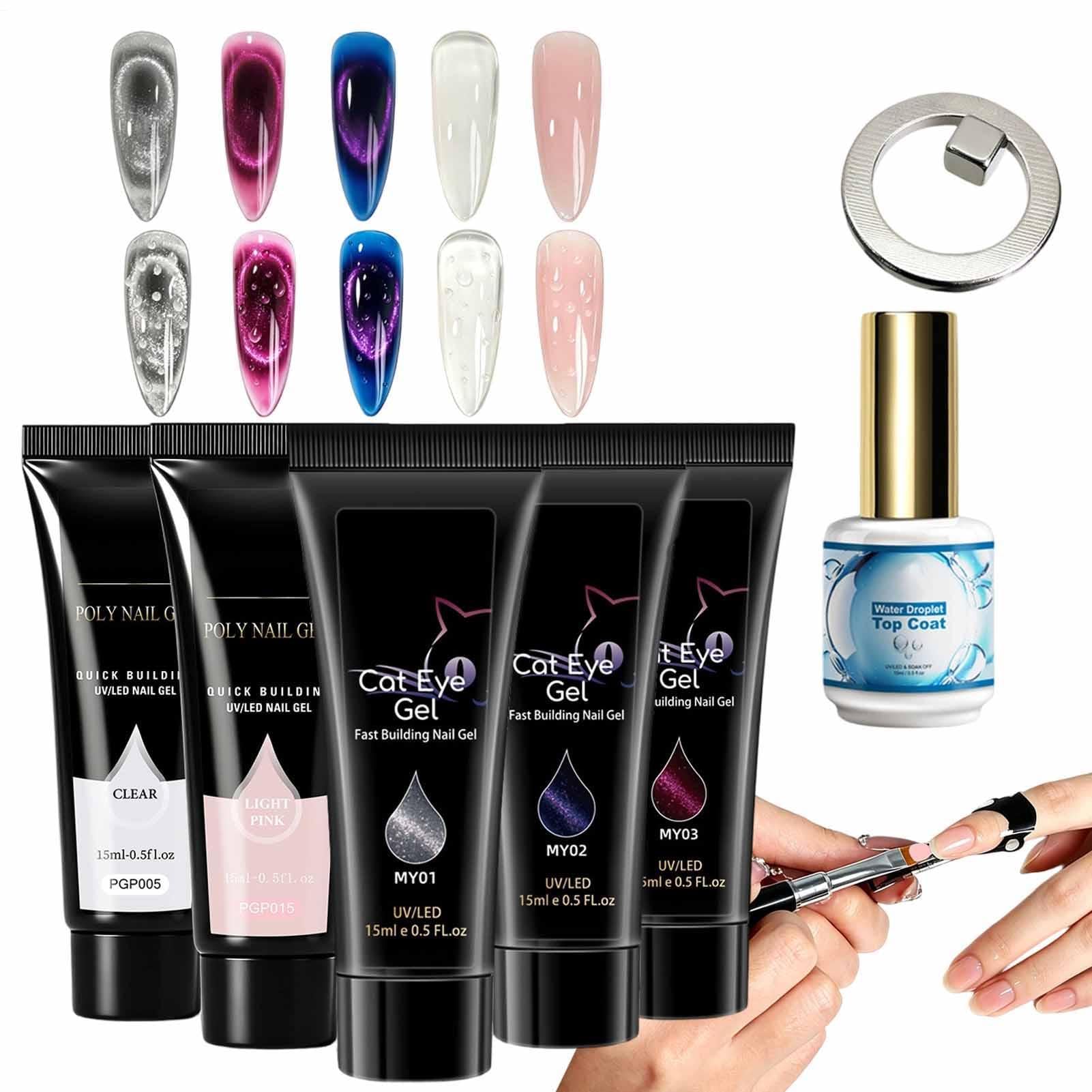 Kit Gel Per Estensioni Unghie Unghie Lunga Tenuta 5 Colori | Set Gel Costruttore Base Colla per Salone Casa Scultura e Stampaggio Donne Ragazze Adulti e Principianti