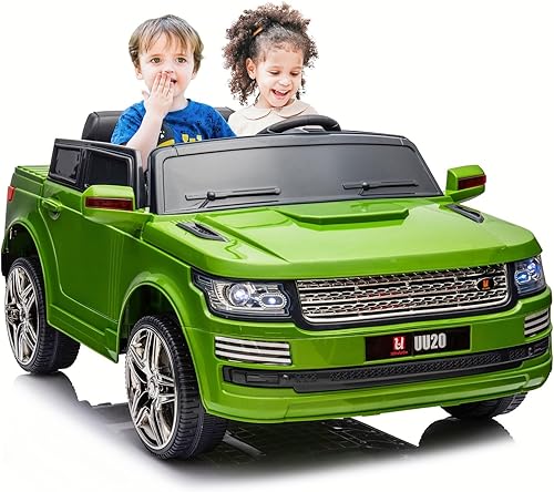 Miniatura 1 de u URideon Juguete de coche de 2 plazas de 12 V con control remoto, vehículo eléctrico alimentado por batería para dos niños, reproductor de música