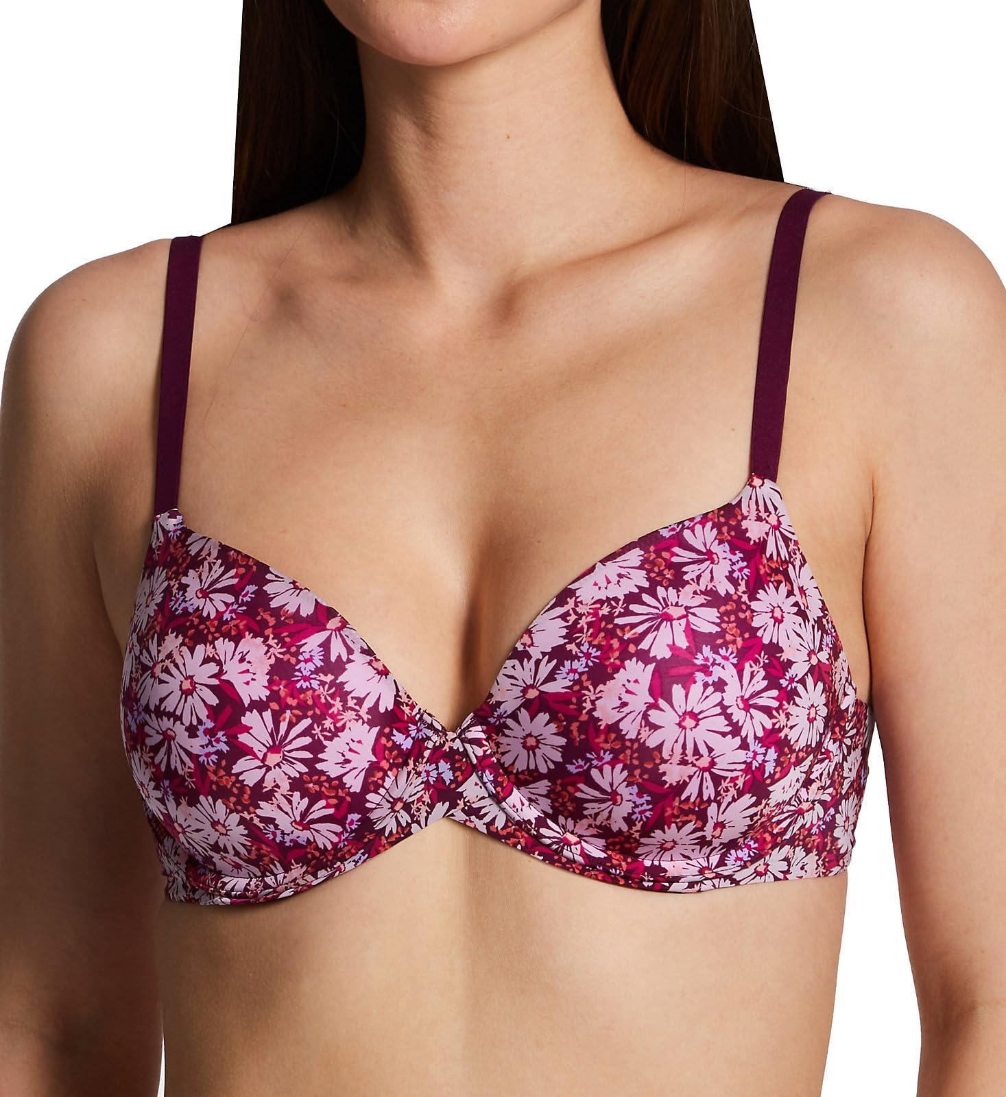 Maidenform Women's Small Orchid Daisy Print Underwire, One Fab Fit Demi T-Shirt, Convertible Bras For 38B