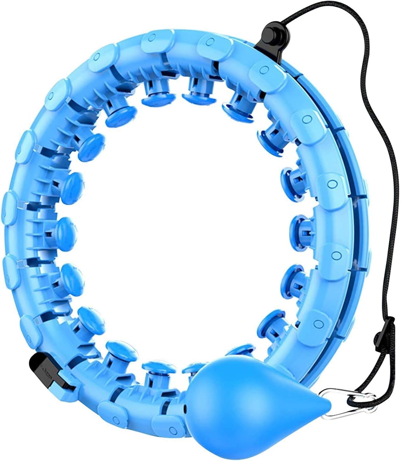 KICHHOMO Weighted Hoola Hoop for Adults and Kids Exercising, 2 in 1 Abdomen Fitness Weight Loss Massage Non-Fall Hoola Hoops, 24 Detachable Knots Adjustable Weight Auto-Spinning Ball