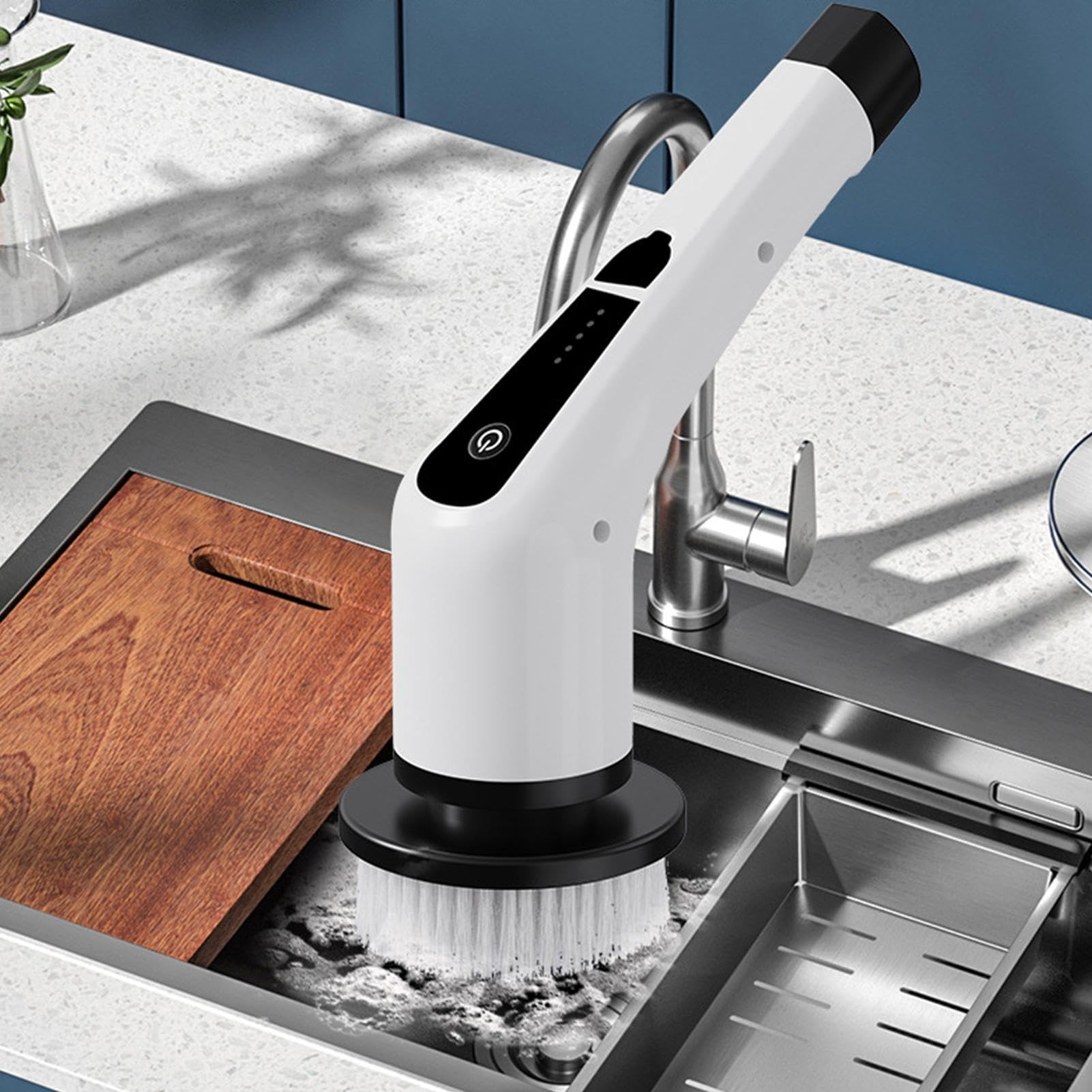 Cepillo Eléctrico Limpiador Baño 2500 mAh Recargable Inalámbrico Limpiador | Limpieza con Cepillo Fregador Eléctrico 2 Velocidades Ajustables Parrilla, Juntas, Fregader