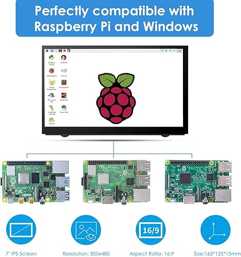 Miniatura 3 de Pantalla Raspberry Pi de 7 pulgadas, monitor HDMI de 800 x 480, pantalla LCD, mini monitor pequeño para Raspberry Pi 432ZeroBB+ Win111087 (no