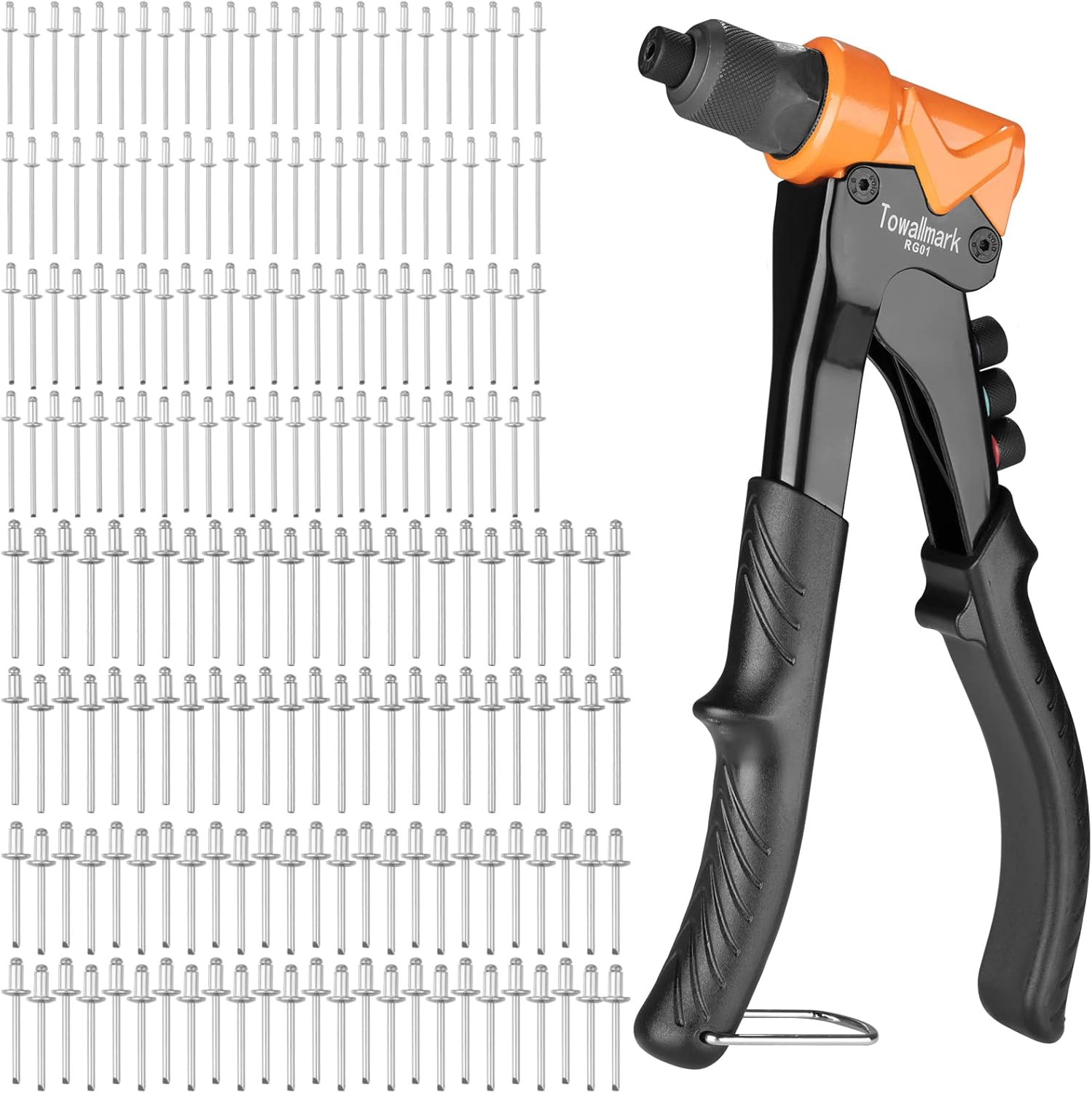 Towallmark Riveting Pliers Set with 200 Rivets Pop Rivet Pliers Set