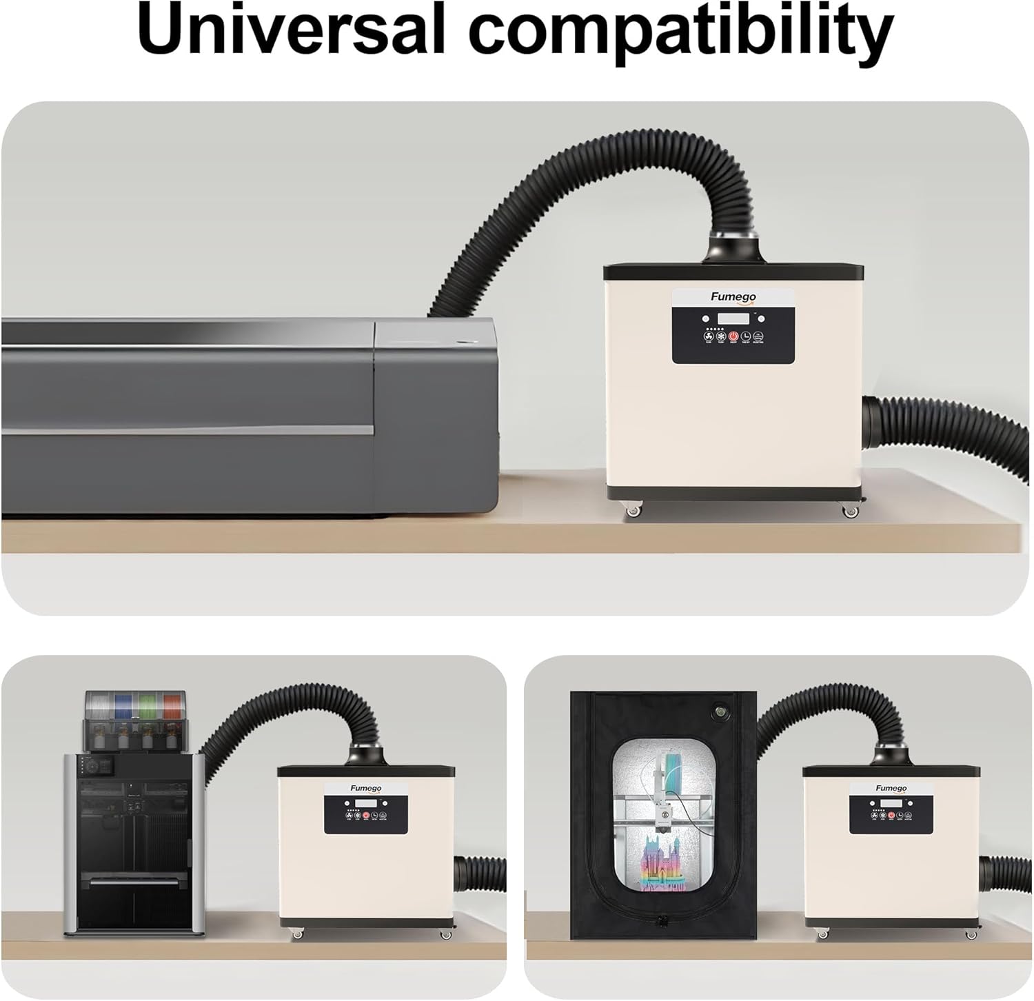 Laser Fume Extractor Compatible with xTool S1/P2/F1 Ultra Under 60W Laser Engravers, Fume Extractor 200W Power & 177 CFM, Fume Extractor for Laser Cutter with HEPA Filter & 11 Pre-Filters