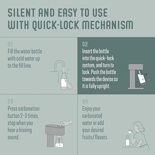 Miniatura 5 de Woody - Máquina de agua carbonatada silenciosa hecha de compuesto de madera renovable y botella de agua de 1 litro, sin cilindro de CO2, máquina